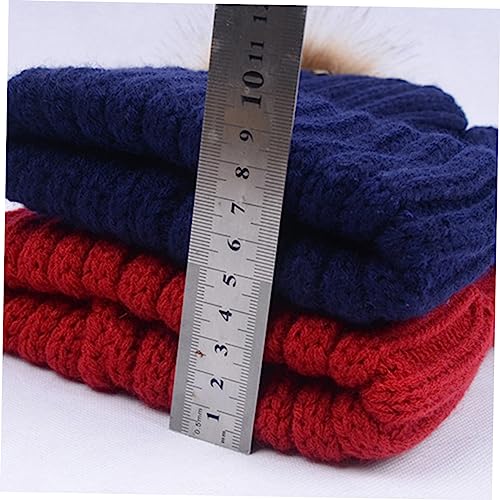 Knitted Hat Pom Poms Unisex Boy Girl Cap for Boys and Girls Years Beanie for Boys and Girls Black Faux Fur Style3