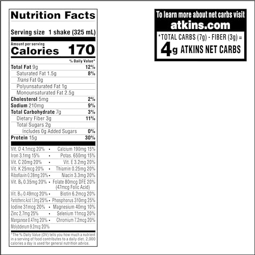 Image of Atkins Chocolate Banana Protein-Rich Shake. With B Vitamins and Protein. Made with Real Fruit. Keto-Friendly and Gluten Free, 11 Fl Oz (Pack of 12)