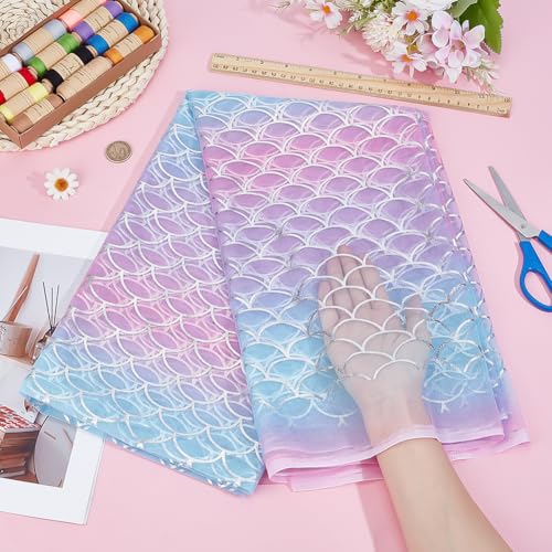 BENECREAT Mermaid Scales Fabric, 36x46 Inch Wide...