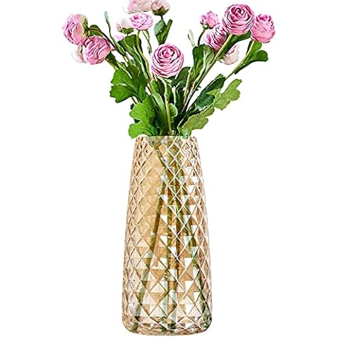 Glass Grid Plating Vase, Clear Flower Vase Decorative, for Home Office Wedding Holiday Party and Events Decoration Cover