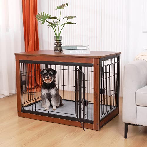 Rypetmia 37.8 X 23.6 X 27.1 Inches Dog Crate Furniture Style For Small Medium Pets, Wooden Dog Cage, Heavy Duty, Indoor Dog Kennels With Three-Way Doors #TOP3