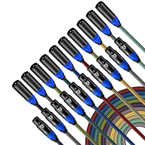 Upgraded XLR Cable 6ft 10Pack, FURUI Nylon Braided XLR Male to Female Microphone Cable Heavy Duty Balanced XLR Cable Compatible with Preamps/Speaker Systems and More