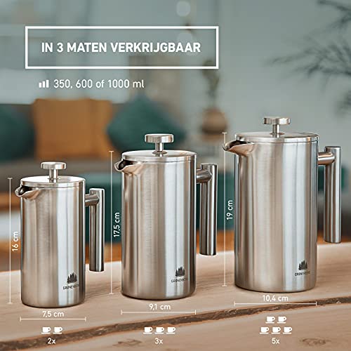 Groenenberg French Press cafetière rvs 0,6 L (3 kopjes) French press thermo verkrijgbaar in