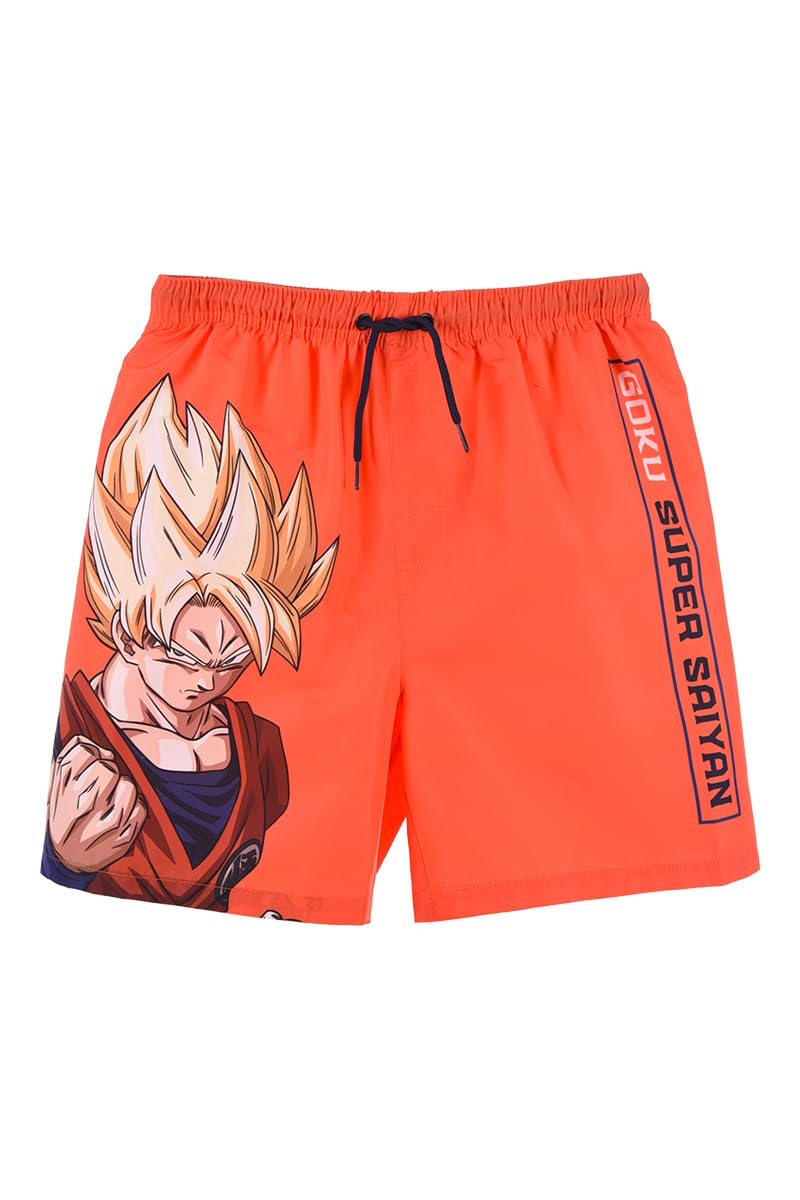Dragon Ball Z Bañador para Niño, Super Saiyan Bermudas Shorts de Baño, Bañador de Natación Infantil, Tallas 8 a 14 Años