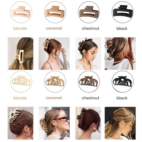 WUBAYI 8Pcs Claw Clips Hair Clips for Women and Girls Claw Clips for Thick Hair Non Slip Claw Clip Strong Hold Hair Clip Hair Claws for Straight Curly & Wavy Hair - Image 4