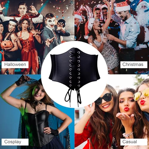 Women's Elastic Costume Waist Belt Lace-up Tied Waspie Corset Belts for Women3