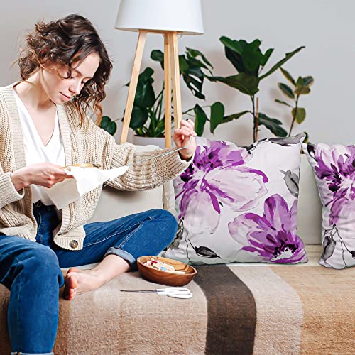 Nymphia Spring Pillow Covers 18X18, Purple Watercolor Floral Decorative Throw Pillows For Couch Sofa Bed, Set Of 2 #TOP6