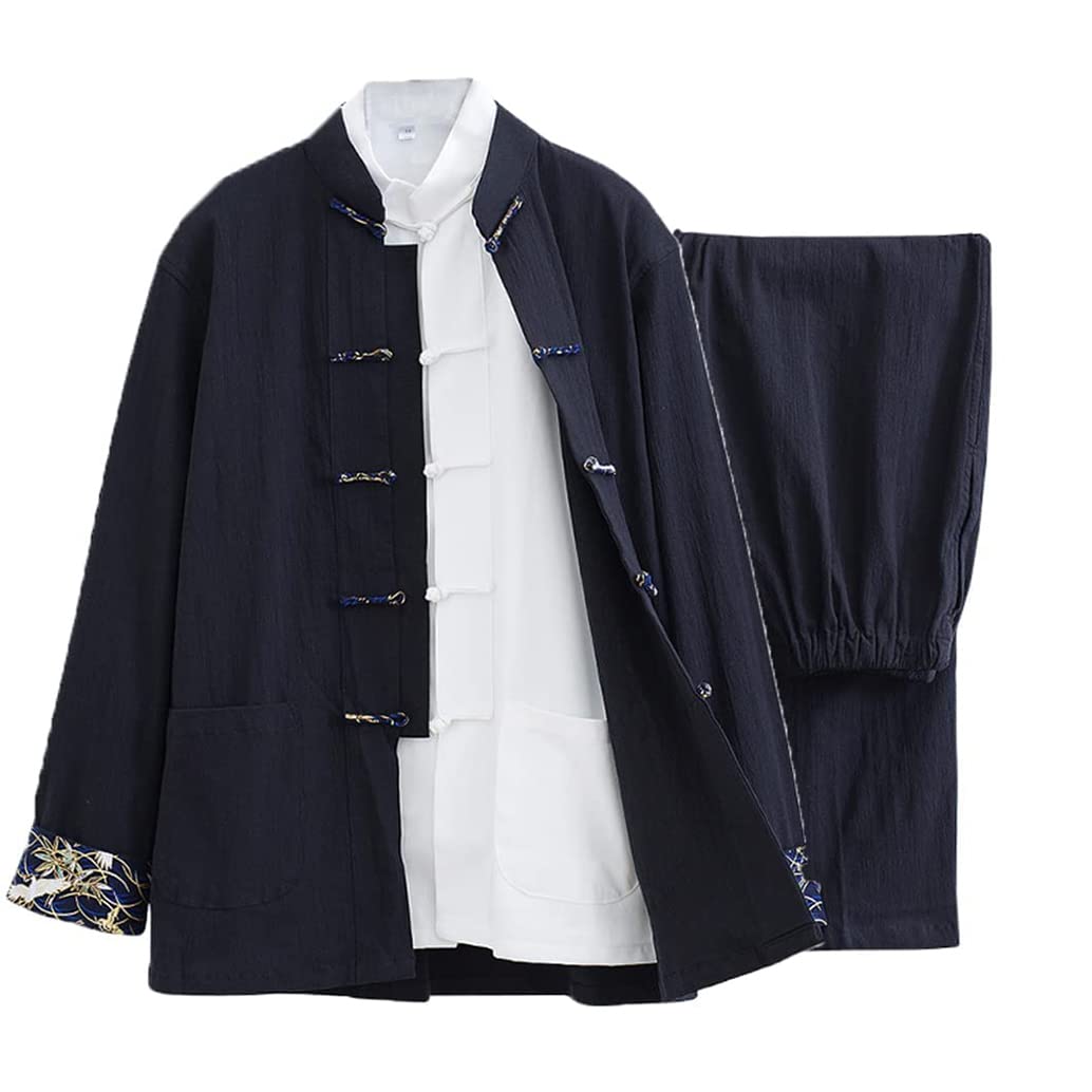 FAMMIX Abito di Arti Marziali da Uomo - Abito Tang Cinese Vestiti Tradizionali Classici Kung Futiformi Pantaloni Pantaloni Pantaloni, Lino di Cotone Tai Chi Vestiti