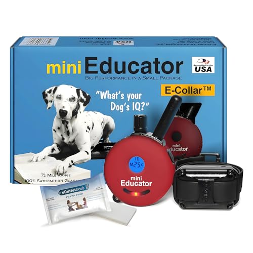 Mini Educator E-Collar ET-300 / ET-302 Dog Training Collar System with Remote - 1/2 Mile Range - Waterproof, Vibration, Sensation - Includes eOutletDeals Pet Towel (1 Dog...