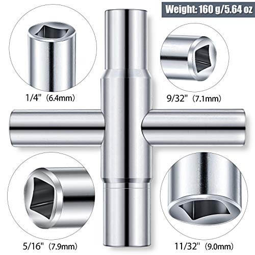 2 Pieces 4 Way Sillcock Key Steel Sillcock Wrench Water Utility Key For Hose Bib Spigot Valve (Silver) #TOP1