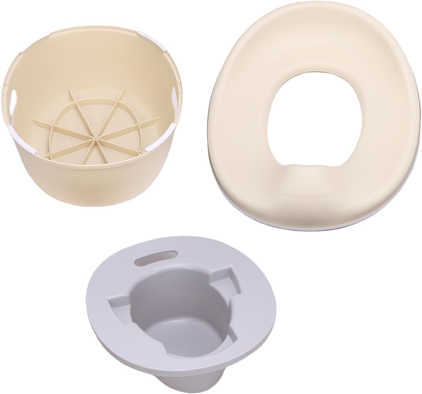 Zunate 3 in 1 Toddler Potty Training Toilet, Baby Chair Step Stool and Seat Adapter in Beige for Kids with Anti Slip Base and Easy Cleaning Plastic Material (Beige)