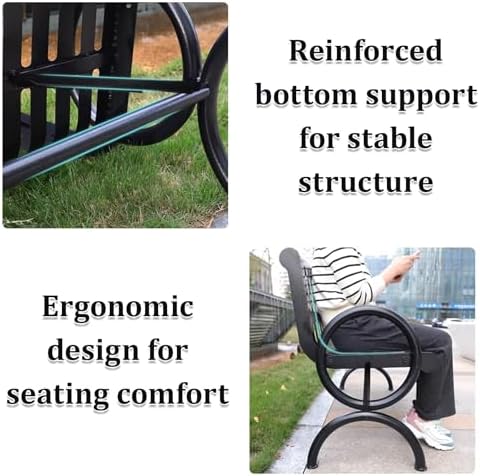 Robust Metal Outdoor Bench with Backrest - Weatherproof Steel Garden Seating for Patio, Porch, Yard & Park - Stylish 150x63x82cm Decor