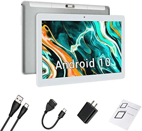 Tablet 10.1 Inch 10.0 Android Tablet with Dual SIM Card Slot 2GB+32GB, Quad-Core, IPS HD Display, 128GB Expand Storage