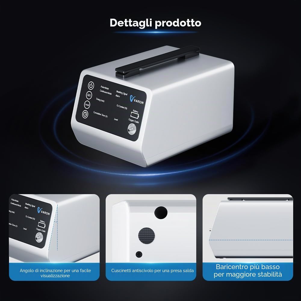Concentratore di ossigeno portatile 1-5L per auto/viaggio con batteria e borsa, ossigenatore 90% ± 5% con kit completo di accessori