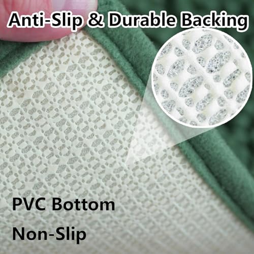 Image of BOANKODU Bathroom RugsSets 2 Piece,59X24+16X24Inch,Absorbent Non-Slip Very Soft Chenille Mat,Machine Washable(Dark Green)