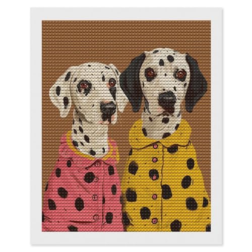 Kit peinture diamant 2 chiens pour adultes et débutants avec outils bricolage 40x50 cm