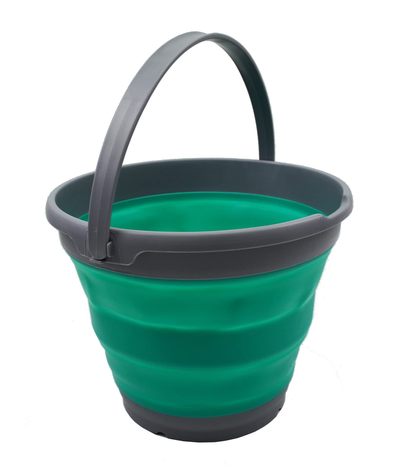 SAMMART Collapsible Bucket (Dark Grey/Bluish-Green, 10L - Round)