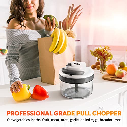 Mueller Strongest-And-Heaviest Duty 2 Speed Pull Chopper Vegetable Cutter For Nuts, Garlic And More, Manual Food Processor - Vegetable Slicer And Dicer, 40.5Oz No Bpa Bowl #TOP5