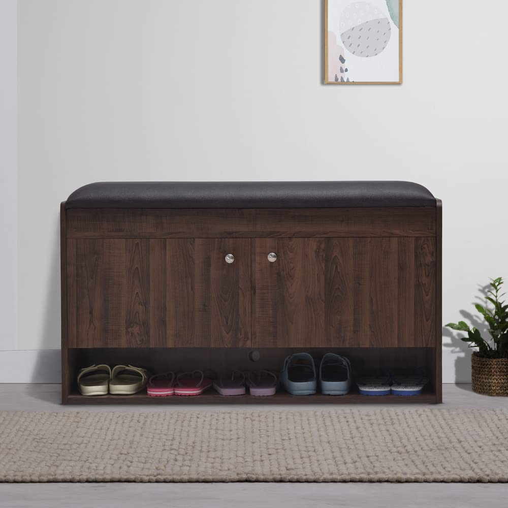 Sleepyhead Footsie - Engineered Wood Horizontal Corner Shoe Rack With Cushion Seat, (2 Door, 15 Pair, Dark Walnut) (B0B158Y1XX) Amazon Price History, Amazon Price Tracker