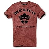 Designed in California DEPARTED Herren T-Shirt mit Print/Motiv 3929-150 - New fit Größe L, Dusk Canyon red