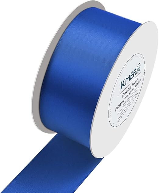 Double Faced Royal Blue Satin Ribbon, 1-1/2" x 25 Yards Ribbons, Perfect for Crafts, Wedding Decor, Bow Making, Sewing, Gift Package Wrapping and More