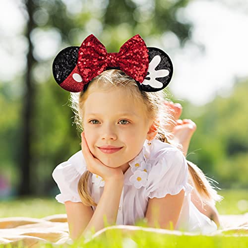 Image of FANYITY Mouse Ears, Sequin Mouse Ears Headband for Girls Women Halloween Birthday Party (Rw)