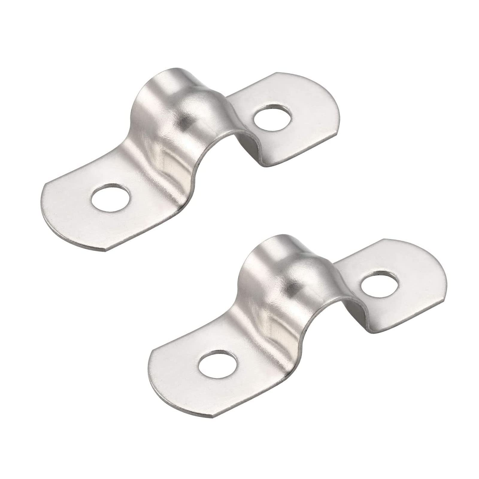 TA-VIGOR 20Pcs Rigid Pipe Strap 8mm(0.3"), 2 Holes Tube Straps 304 Stainless Steel U Bracket Tension Tube Clip Clamp for Pipe Fixing