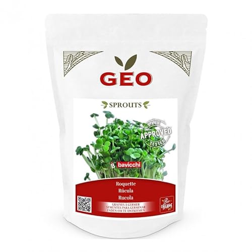 Roquette – Graines à Germer Bio 300 g • Marque GEO • Saveur Poivrée • Riche en Vitamines A‑C‑K & Minéraux • Germination Rapide 4‑8 J • Sachet Refermable – EAN 8003419028674