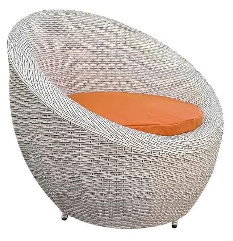 Image of PRATHAM India 2+1 Apple Patio Chair & Table Set with Cushion for Indoor Outdoor Seating Garden Balcony Patio Lawn Living Room Tea & Coffee Furniture Set (Cream with Black line & Orange Cushion)