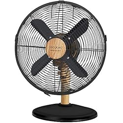 Ventilador Mondial 30Cm Cecotec Ventilador de Sobremesa EnergySilence 560 WoodDesk. 45 W, 4 Aspas de 30 cm de Diámetro, Oscilante, 3 Velocidades, Motor de Cobre, Acabado Negro y Efecto Madera