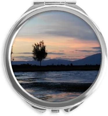 Sunset Beach Photography Hand Compact Mirror Round Portable Pocket Glass