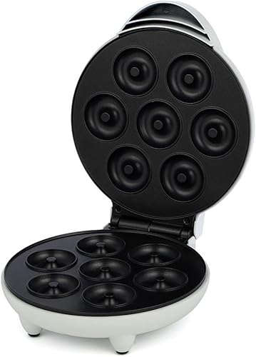 Mini donut maker, 1200w donut maker, can make 7 donuts, double-sided heating, non-stick pan, suitable for family gatherings, dessert making for