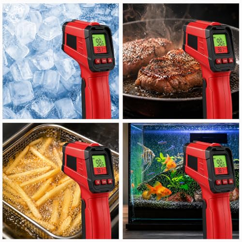 Image of Infrared Thermometer Gun, Digital Laser Temperature Gun -58F to 1022F, Adjustable Emissivity, LCD Backlight, MAX /MIN Display, Non-Contact Thermometer for Pizza Oven, BBQ, HVAC, Griddle