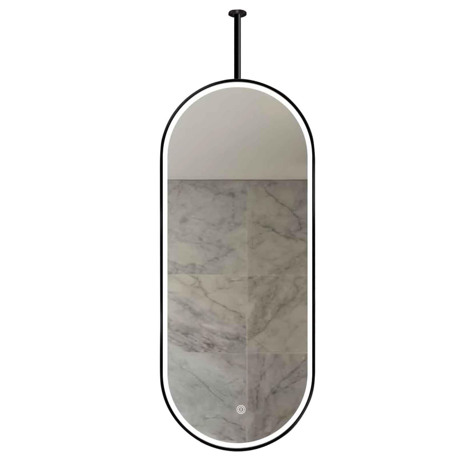 FGXHHS with LED Lights Ceiling Black Oval Hanging Suspended Mirrors Floating Home Decor HD Vanity Makeup Mirror(40cmx70cm)