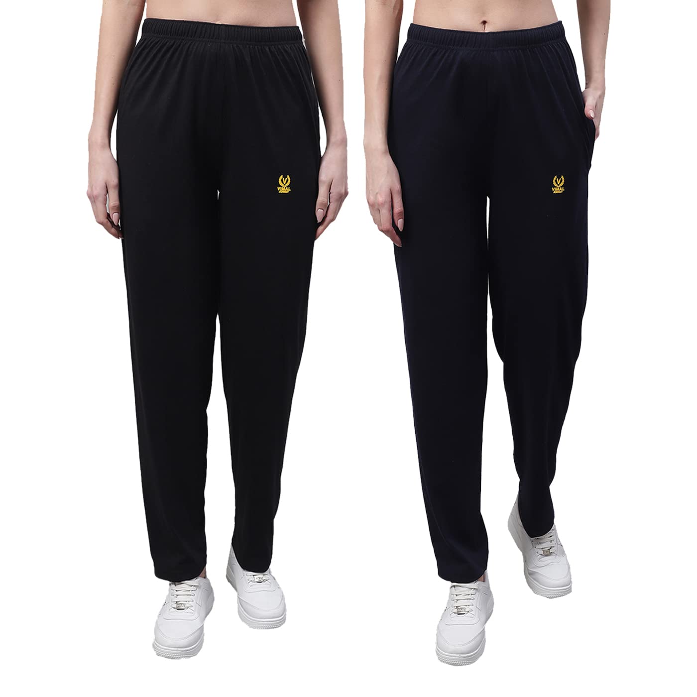 Mack JonneyRegular fit Cotton Trackpant for Women (Pack of 2)-D10_BLK_MLG_002-P