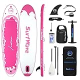 Inflatable Stand Up Paddle Board 11'x34 x6-Premium SUP Board with Paddle, Pump, Leash & Backpack - Lightweight&Stable Paddleboard for Adults&Kids - All-Accessories Included (Pink)
