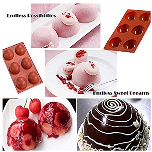 Image of Glamaxy Extra Large Cup Silicone Half Round Baking Mould | Cake Baking Mould | Chocolate Ice Cream Mould (6 Cup Half Circle Mould) (6 Cup Moulds)