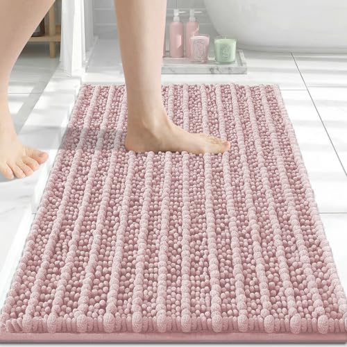 Image of Arotive Luxury Small Bathroom Rugs 24x16, Extra Soft Thick Absorbent Shaggy Chenille Bath Rugs, Machine Wash Dry, Bath Mats for Bathroom Floor, Tub and Shower, Home Decor Accessories, Dirty Pink