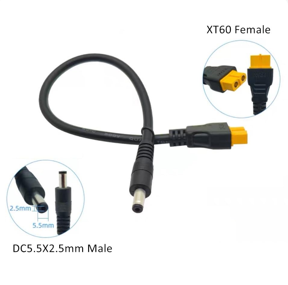 Amazon | YCYUYUFUNS 電源ケーブル XT60 メス - DC 5.5mm x 2.5mm オス