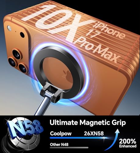 Coolpow Magsafe Car Mount【26 Magnets】Vacuum Magnetic Phone Holder for Car Phone Holder Mount【90+LBS】Suction Cup Cell Phone Holders for Your Car Accessories/Gym/Mirror for iPhone 17 Pro Max 16 15 14 13