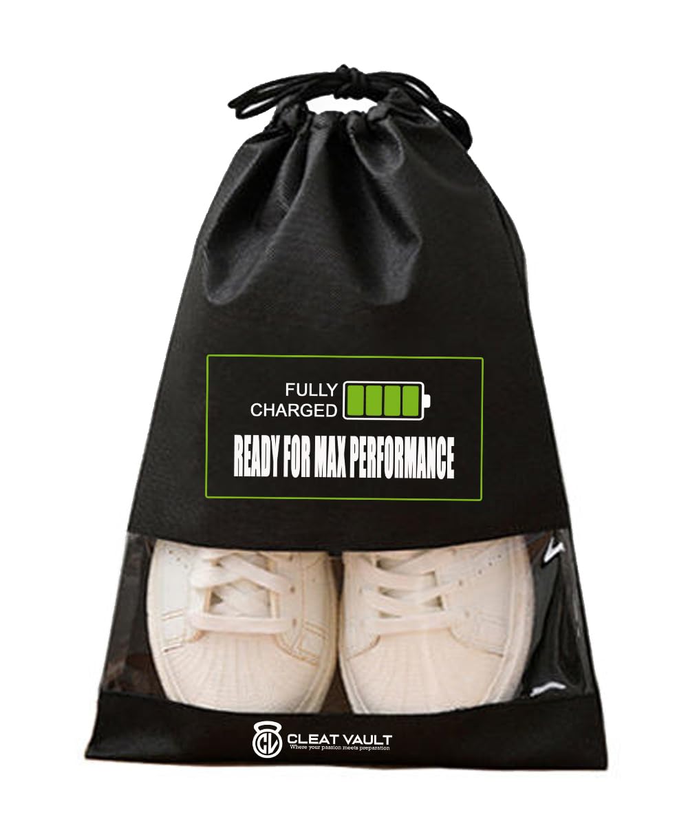 Generic Cleat Vault Fully Charged | High-Performance Sports Travel Shoe Storage Bag w/Motivation, Black