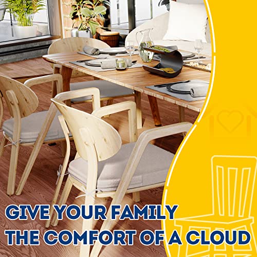 Image of AAAAAcessories D-Shaped Chair Cushions, 2 inch Thick Dining Chair Pads with Ties and Removable, Machine-Washable Cover, 17 inch x 16 inch, Set of 8, Oatmeal Beige