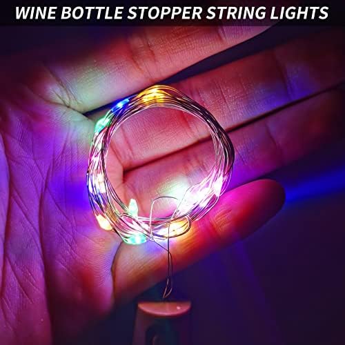 Gukasxi 16 Packs 2m 20 Led Wine Bottle Lights with Cork Bottle Stopper Lights Led Cork Lights for Bottles for Christmas Decor Party Table Decorations Girls Bedroom Decor (Multi-Colored)
