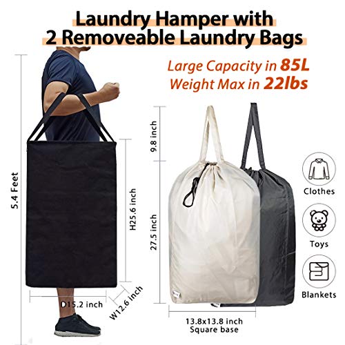 Uniligis Laundry Hamper, Collapsible Laundry Basket With Removable Laundry Bags, Linen Clothes Hamper For Bedroom, Laundry Room, Bathroom, College, Black #TOP2