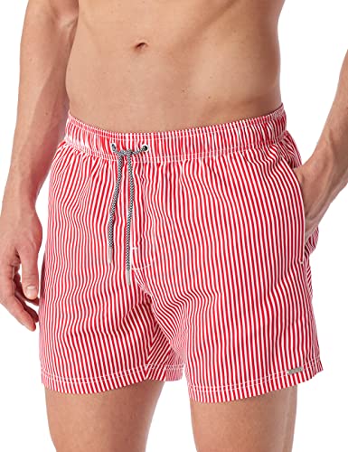 Schiesser Herren Badeshorts Badehose, rot gestreift, 6