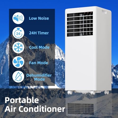 Image of 8000 BTU Portable Air Conditioner, Quiet AC Unit for Bedroom w /Remote Control & 24H Timer, 3 in-1 Air Conditioner with Fan & Dehumidifier, Ideal Portable AC for Room up to 350 sq.ft.(15x20 ft)