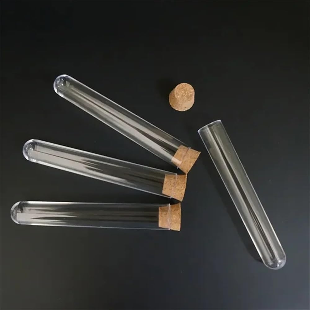 50 szt./100 szt. 12 x 75 mm laboratoryjne przezroczyste plastikowe rurki z korkami zatyczki probówka eksperyment laboratoryjny (300 szt.)