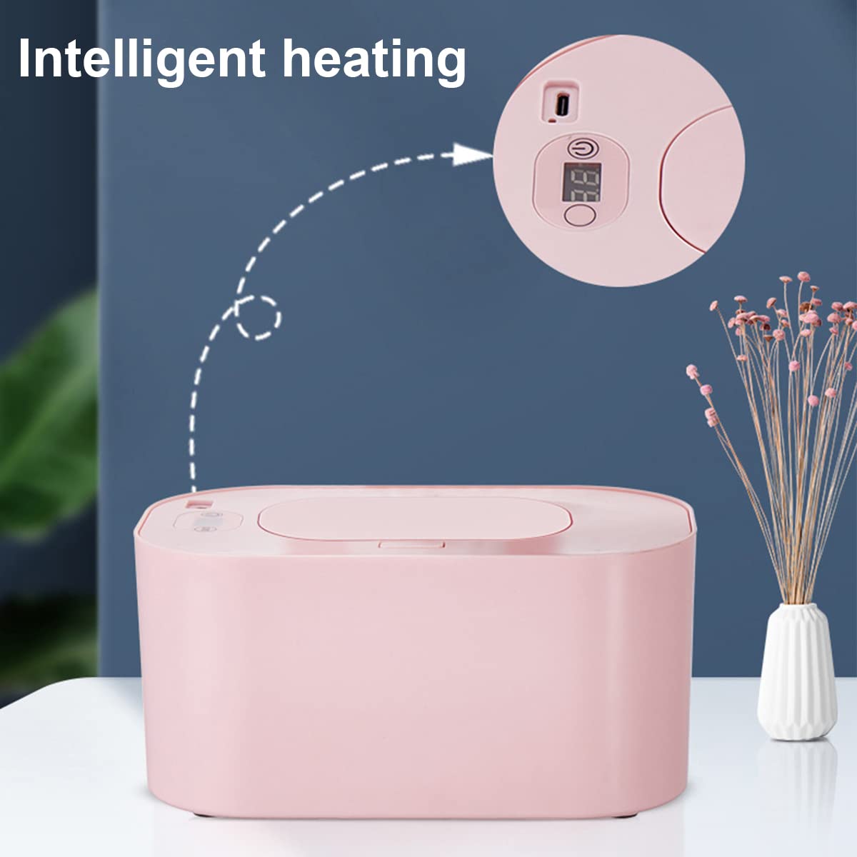 Abizarch USB Baby Wipe Warmer 3 Mode 40-60 °C Adjustable Baby Wipe Warmer Dispenser Portable Smart Wet Wipes Warmer Large Capacity Baby Wipe Heater for Kids Car Home Travel Baby Nursery (Green White P
