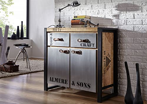 Buffet Industriel - Bois Massif de manguier Brut - Fer et Bois imprimé - Factory #131