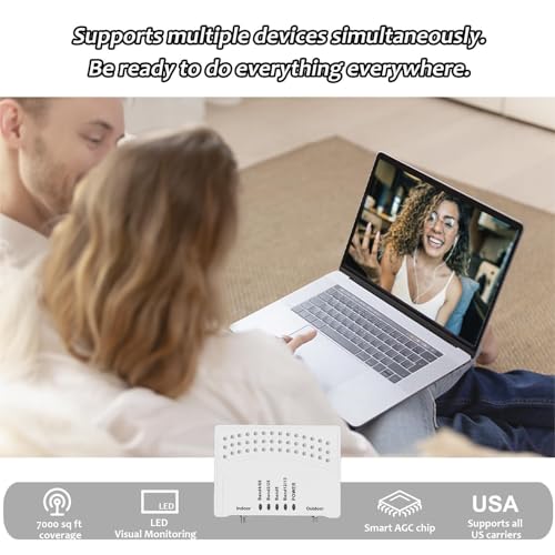Image of Cell Phone Booster for All U.S. Carriers, Up to 7000Sq.Ft,Cell Booster for Home with 2 Indoor Antennas,Boosts 5G 4G LTE for Band 2 /4 /5 /12 /13 /17 /25 /66, FCC Approved Cell Phone Signal Booster (Ivory)